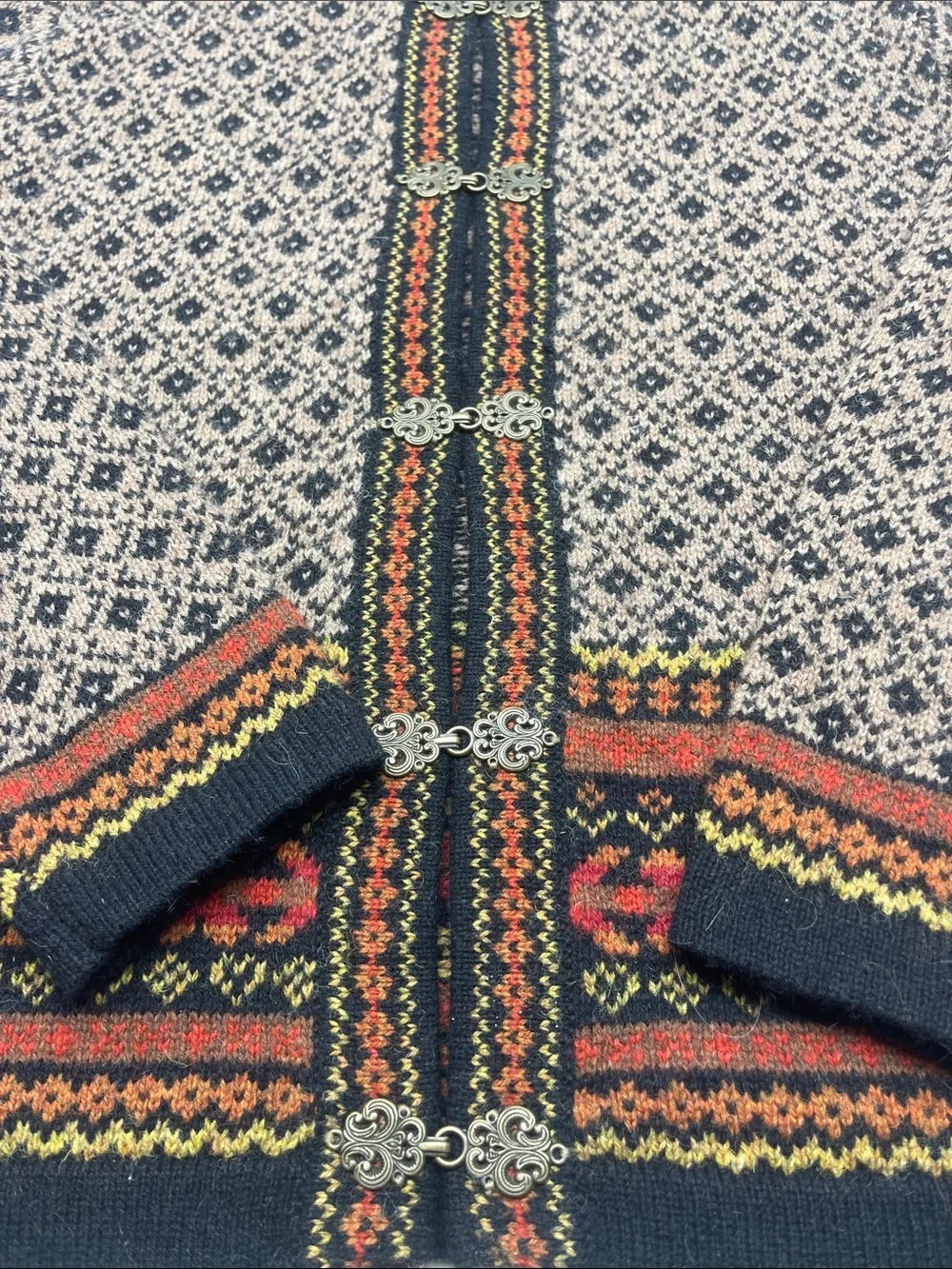 SKYR Sweater Womens Large Nordic Isle 100% Wool Shetland Cardigan